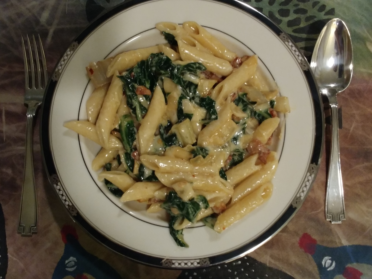 Pasta with Chard Bacon and Cheeses