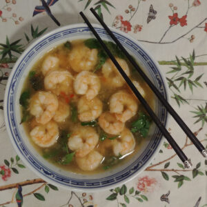 Shrimp Soup with Noodles and Herbs