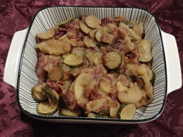 Apple Bacon and Zucchini Medley