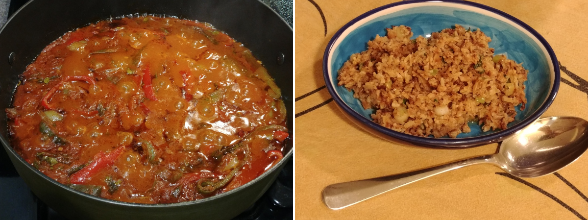Tilapia and Shrimp Veracruz and Dirty Cauliflower Rice